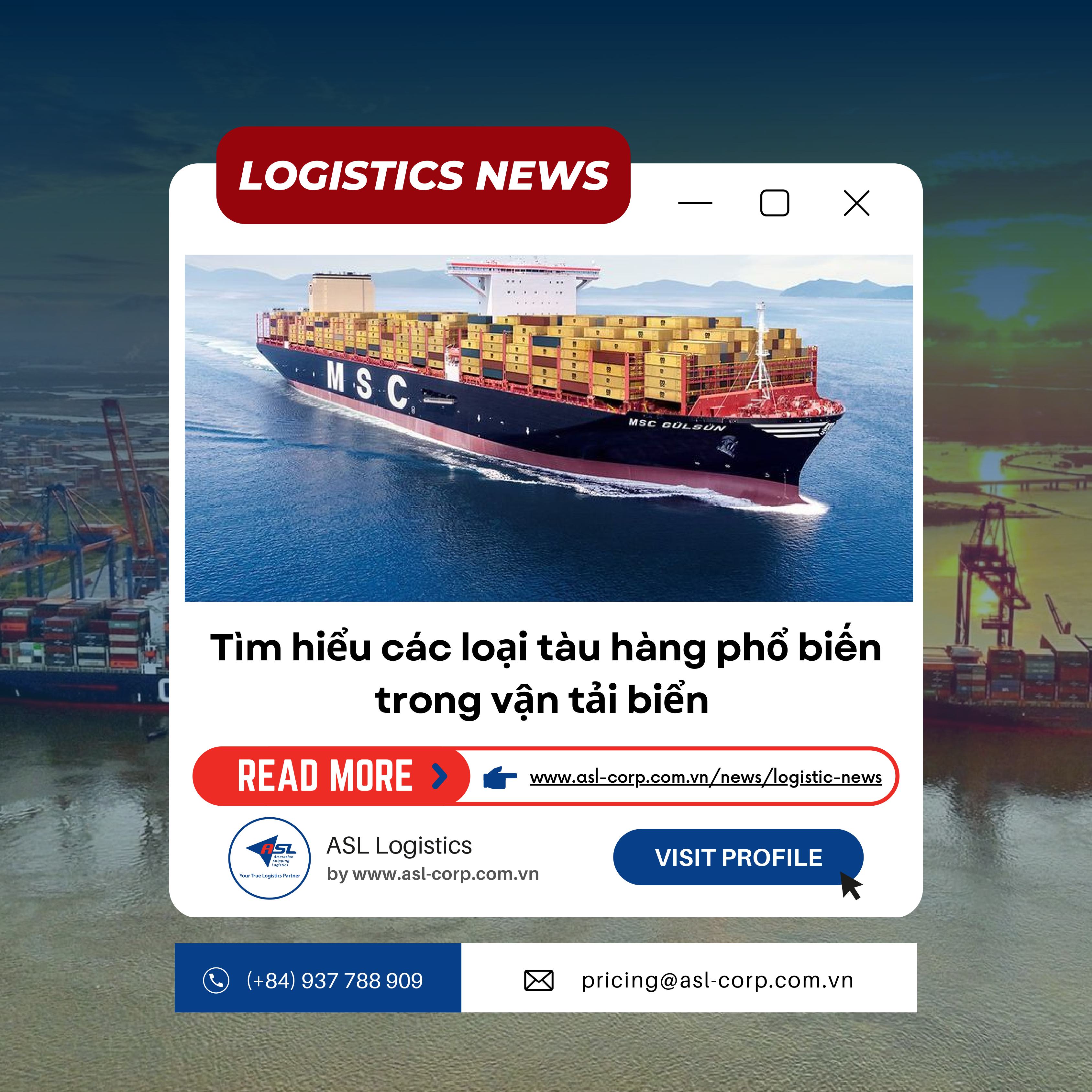 TÌM HIỂU CÁC LOẠI TÀU HÀNG PHỔ BIẾN TRONG VẬN TẢI BIỂN 